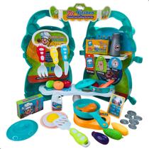 Brinquedo Maleta Infantil Chef de Cozinha Comida Educativo Restaurante 48 Peças Criança