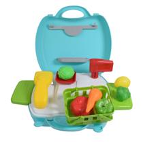 Brinquedo maleta kit Hortifrúti com 23 pçs em plástico Verde - Toda Casa