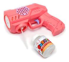 Brinquedo Maquina Bolha De Sabão Pistola Automática Com Luz Cor Rosa