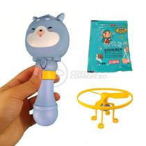 Brinquedo Máquina Bolhas Bubble Toy Soaring Voador Crianças Haste Desenhos Gato Chines Azul 5