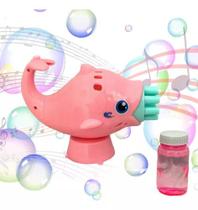 Brinquedo Máquina De Bolhas golfinho Bubble Brinquedo De Sabão Som Luz - Rosa