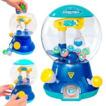 Brinquedo Máquina De Pegar Bolinhas Coloridas Com Garra Emite Luz E Som Cor Azul - DM Toys