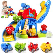 Brinquedo Marstone de Escorregador de Dinossauro para Bebês com 4 Carrinhos de Animais