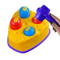 Brinquedo Martelo Didático Interativo Queijo Rato Bebes Presente Coordenação Motora