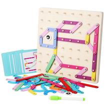 Brinquedo matemático de madeira Pegboard Puzzle Montessori para aprendizagem precoce