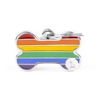 Brinquedo Medalha De Identificação Myfamily Rainbow Osso Pequeno Bh54S - Vila Brasil