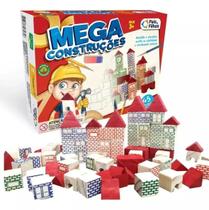 Brinquedo Mega Construções Conjunto De Blocos Para Montar em Madeira 45 Peças