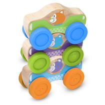 Brinquedo Melissa & Doug - Carros de Empilhamento de Animais de Madeira (3 Peças)