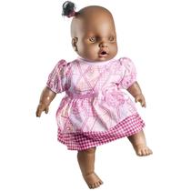 Brinquedo Menina Boneca Bebê Negra Vinil e Tecido Macio 43cm