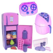 Brinquedo Menina Cozinha Geladeira Comida Eletro Fogão 22Pç - Altimar