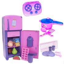 Brinquedo Menina Cozinha Geladeira Panela Pratos Fogão 23pç