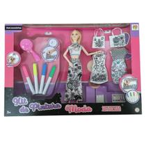 Brinquedo Menina Kit de Pintura Moda Com Boneca Dm Toys