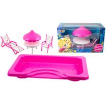 Brinquedo Menina Kit Piscina Para Bonecas Barbie Princesas com Caixa Para Presente