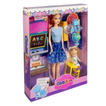Brinquedo Meninas Boneca Professora com Aluna e Lousa Mesa e Cadeira - GOAL KIDS