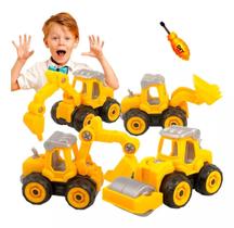 Brinquedo Menino Mega Construtor Ferramentas Trator Guindaste Caminhão Monta Desmonta Com Chaves de Fenda 25 Peças