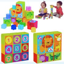 Brinquedo Menino Menina Educativo 1 ano Bloco Montar Didático