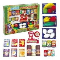 Brinquedo Mercadinho Infantil Feirinha Com Comidinhas 32 Pçs