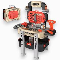 Brinquedo Mesa De Ferramentas Elétrica Oficina Realista Top Que Vira Maleta Para Levar Para Qualquer Lugar Brinquedo Mesa De Ferramentas Elétrica Oficina Realista Top Que Vira Maleta Para Levar Para Qualquer Lugar