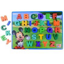 Brinquedo Mickey Educativo Didatico Letras Cores Encaixe Mdf