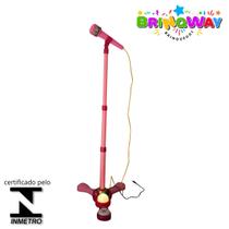 Brinquedo Microfone Infantil C/ Pedestal E Luzes Importway BW139 Conectividade Com Celular 4188