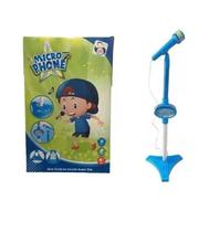 Brinquedo Microfone Infantil c/ Pedestal Som e Luz azul