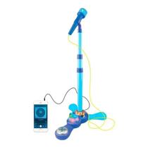 Brinquedo Microfone Infantil Pedestal Com Luzes Azul - Importway