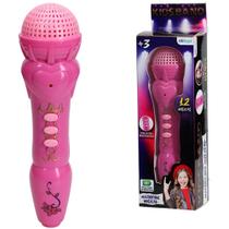 Brinquedo microfone musical a pilha com luz e 12 canções etitoys