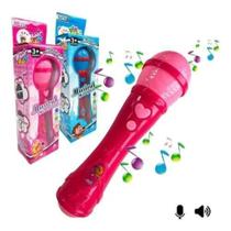 Brinquedo Microfone Musical Infantil Educativo Som E Voz Da Criança - 2 Cores Roxo e R - Music Mike