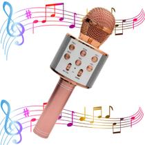 Brinquedo Microfone Musical Rosa Gold Karaoke Bluetooth Caixa De Som - KTV