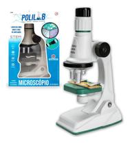 Brinquedo Microscópio Polilab Com 3 Lentes de Ampliação 1200 - Polibirnq