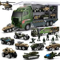 Brinquedo Militar 2 em 1: Caminhão e Mini Carro de Batalha - Diversão Dupla para Crianças
