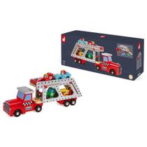 Brinquedo Mini Caminhão Transportador com 4 Carrinhos Speed Racer Kit Educativo em Madeira