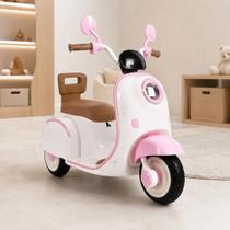Brinquedo Mini Moto elétrica infantil scooter rosa 6v com luz de led e som