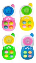 Brinquedo mini telefone celular musical infantil com som e luz interativo bebê criança colorido baby - Dony Toys