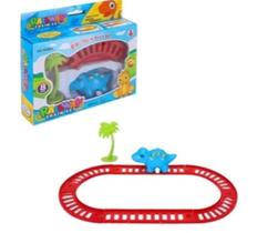 Brinquedo Mini Trem Dinossauro a Corda com 6 Trilhos e 1 Arvore