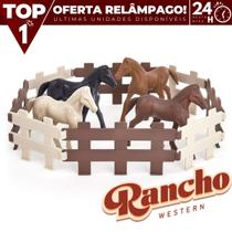 Brinquedo Miniatura Cavalo Cavalinho c/ Cercas Fazenda Rancho Western Faz de Contas Menino