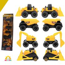 Brinquedo Miniatura Máquina De Construção Amarelo Kit com 6 Carrinhos fricção Brinquedo Miniatura Máquina De Construção Amarelo Kit com 6 Carrinhos fricção