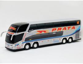 Brinquedo Miniatura Ônibus Viação Prata 1800 DD G7 30cm