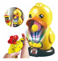 Brinquedo Mira Certa Pato Interativo Zoop Toys com Pistola e Bolinhas EVA Luz e som