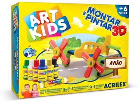Brinquedo Montar E Pintar 3D Art Kids Avião Acrilex
