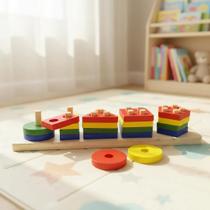 Brinquedo Montessori 5 Colunas Madeira Infantil Divertido Brinquedo Pedagógico Encaixe Divertido Formas Mdf Brinquedo Montessori 5 Colunas Madeira Infantil Divertido Brinquedo Pedagógico Encaixe Divertido Formas Mdf