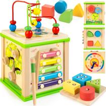 Brinquedo Montessori 7 em 1 de madeira Activity Cube WOODMAM de 1 a 3 anos