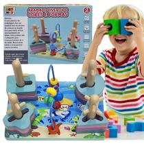 Brinquedo Montessori Aramado Encaixe Cores e Formas Madeira - Toy Mix
