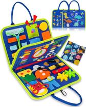 Brinquedo Montessori Busy Board Exorany Blue Dinosaur de 1 a 4 anos Brinquedo Montessori Busy Board Exorany Blue Dinosaur de 1 a 4 anos