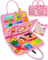 Brinquedo Montessori Busy Board Exorany Pink Unicorn de 1 a 4 anos