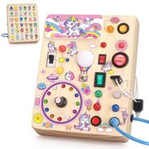 Brinquedo Montessori Busy Board Grarain Unicorn com mais de 1 ano