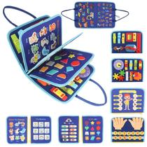 Brinquedo Montessori Busy Board LNANZTCX 9 em 1 para crianças pequenas, azul