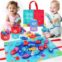 Brinquedo Montessori Cloth Fishing Game de 1 a 3 anos com copos empilháveis Brinquedo Montessori Cloth Fishing Game de 1 a 3 anos com copos empilháveis