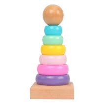 Brinquedo Montessori de Arco-Íris Empilhável - Torre Dobrável de Madeira para Bebês e Crianças