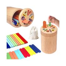 Brinquedo Montessori de Classificação de Cores com Moedas de Madeira para Crianças